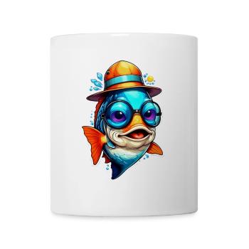 Drôle de poisson carpe koï avec lunettes de soleil et chapeau - Mug blanc - blanc - Devant