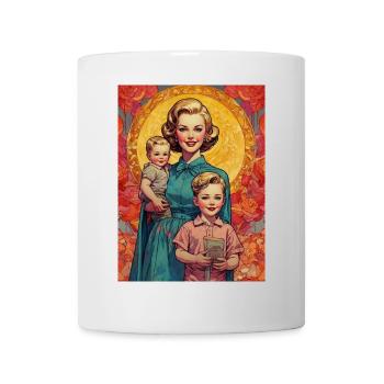 Mother with 2 children - retro 50s - illustration - Mug - white - Front