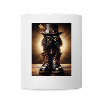 Chat noir Steampunk avec accessoires élégants - Mug blanc - blanc - Devant
