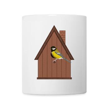 Meise am Nistkasten - Tasse - Weiß - Vorne