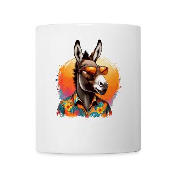 Summery animal-style donkey with sunglasses - Mug - white - Front