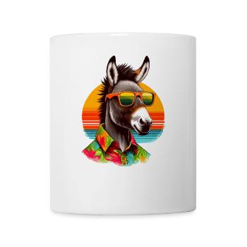 Casual donkey with sunglasses and Hawaiian shirt - Mug - white - Front