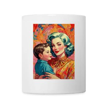 Mutter mit Sohn - Retro 50er Jahre Illustration - Tasse - Weiß - Vorne