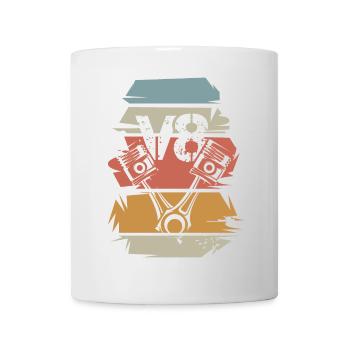 Voiture rétro V8 Muscle cars moteur icône vintage - Mug blanc - blanc - Devant