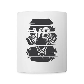 retro v8 Auto musclecars Motor vintage Symbol Logo - Tasse - Weiß - Vorne
