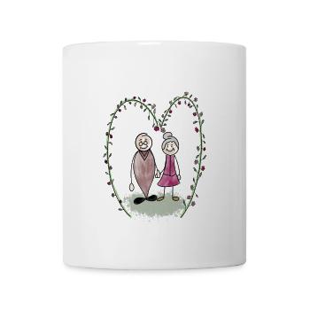 Herzliche Großeltern im Blumenherz - Tasse - Weiß - Vorne
