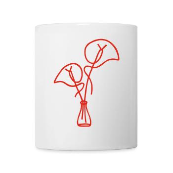 Rote Blumenskizze - Tasse - Weiß - Vorne