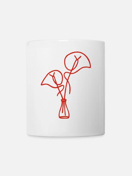 esquisse florale rouge - Mug blanc - blanc