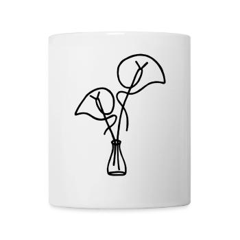 Schwarze Blume Skizze - Tasse - Weiß - Vorne
