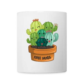 Kaktus Familie free hugs - Tasse - Weiß - Vorne