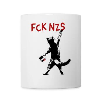 FCK NZS Cat Against Racism Street Art Style - Mug - white - Front