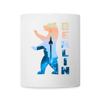 Berlin Bär gefüllt mit Skyline Fernsehturm - Tasse - Weiß - Vorne