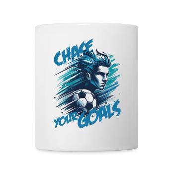 Künstlerische Fußballillustration: Verfolge deine Ziele! - Tasse - Weiß - Vorne