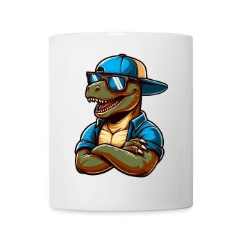 Cooler Dino T-Rex mit Sonnenbrille lustig - Tasse - Weiß - Vorne