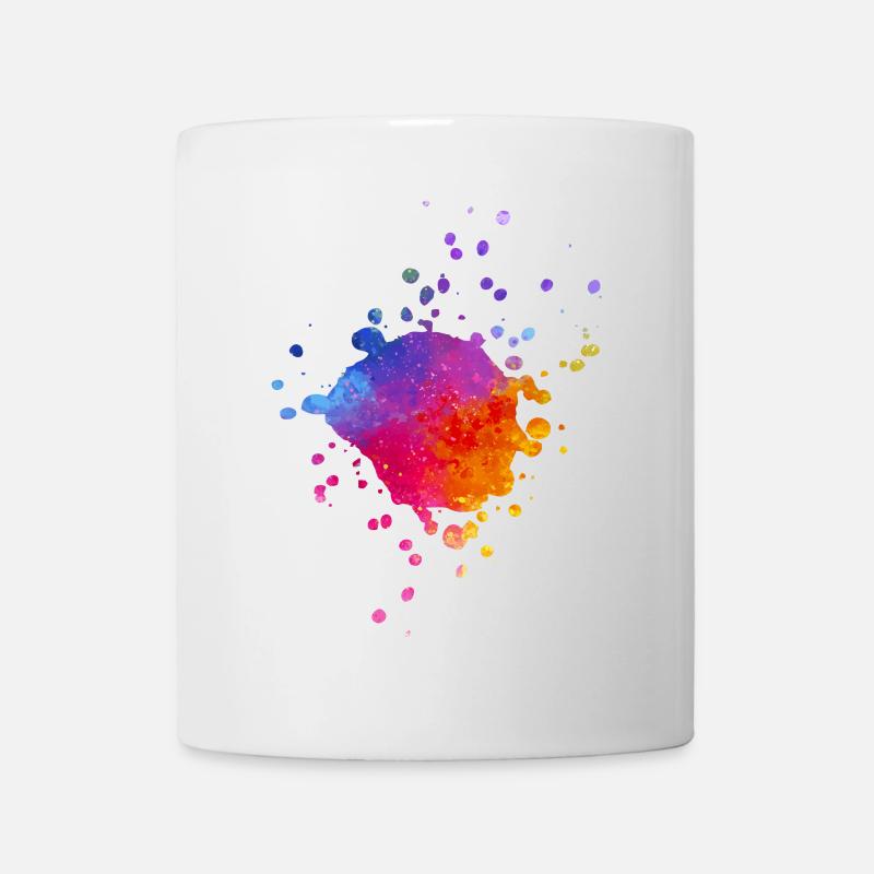 Bunte Farbspritzer - Farbverlauf Aquarell - Tasse - Weiß
