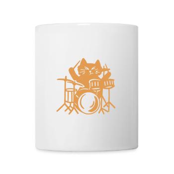 Schlagzeuger Katze - Tasse - Weiß - Vorne