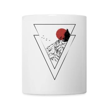Rote Silhouette des Sonnenuntergangsgipfels - Tasse - Weiß - Vorne