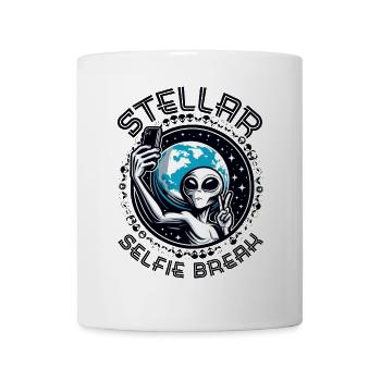 Alien Selfie : une pause selfie stellaire ! - Mug blanc - blanc - Devant