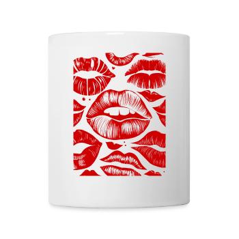 Kräftige rote Lippen Muster Stilvolle Kunst Sinnlicher Lippenstift - Tasse - Weiß - Vorne
