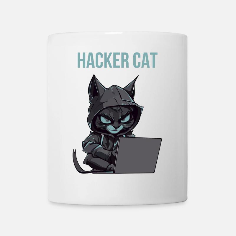 hacker cat hood - Mug blanc - blanc