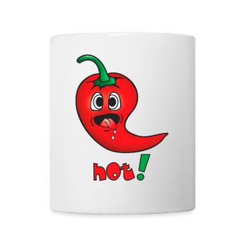 Piment rouge vif - émoticône drôle - chaud - Mug blanc - blanc - Devant