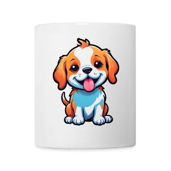 Niedlicher glücklicher Cartoon-Welpe - Tasse - Weiß - Vorne