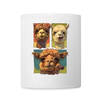 Süßes Alpaka-Trio, lustige Alpaka-Gesichter, bunt - Tasse - Weiß - Vorne