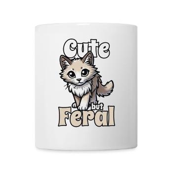 Chat mignon mais sauvage Drôle Adorable Kitty Kavaii - Mug blanc - blanc - Devant