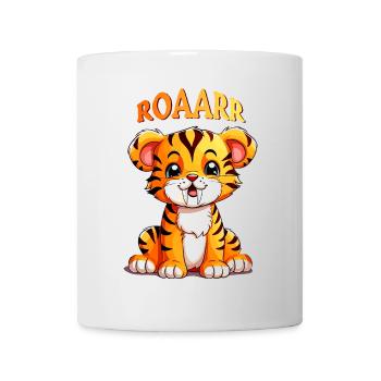 Kuscheliger Säbelzahntiger - Lachendes Gesicht - Tasse - Weiß - Vorne