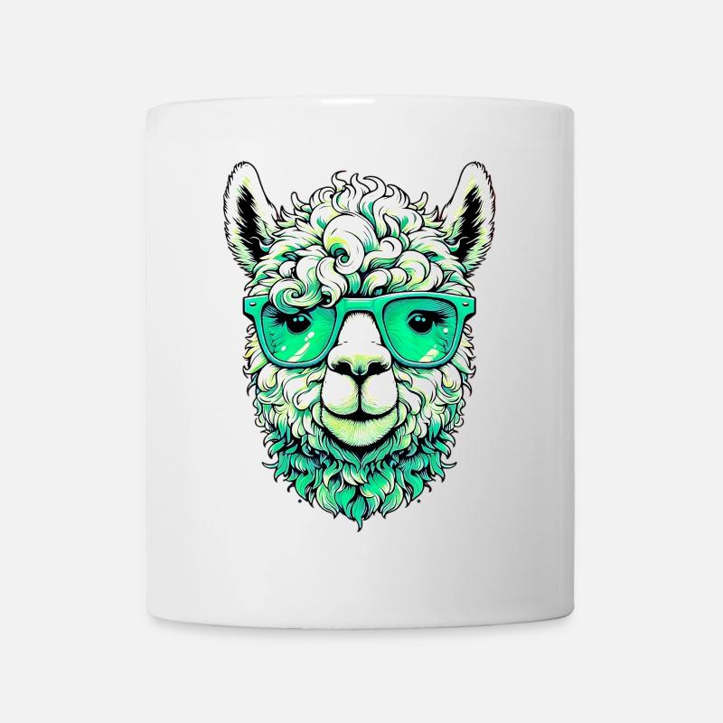 Alpaka mit Sonnenbrille - Tasse - Weiß