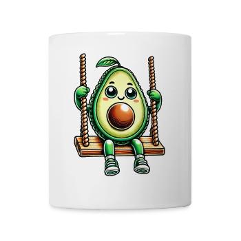 Süße Avocado Schaukel Spielplatz Cartoon - Tasse - Weiß - Vorne