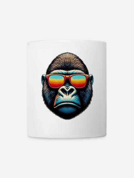 Gorilles avec lunettes de soleil - Mug blanc - blanc