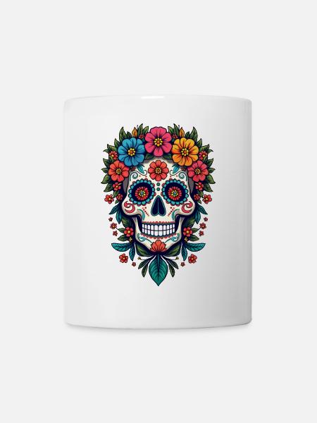 Festlicher Dia de los Muertos, Tag der Toten - Tasse - Weiß