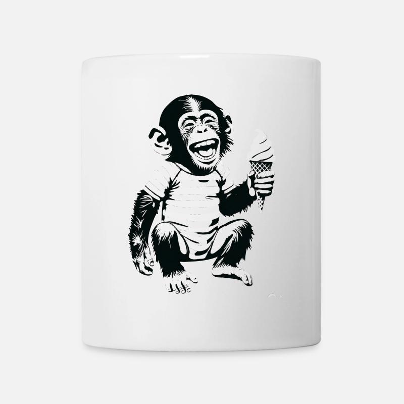 Verspielter Affe mit Eiscreme-Design - Tasse - Weiß