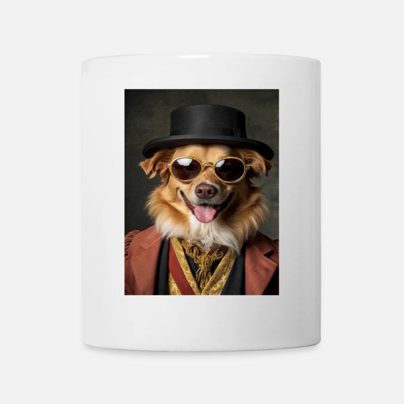 Chien Golden costume aristocrate lunette collier - Mug blanc - blanc