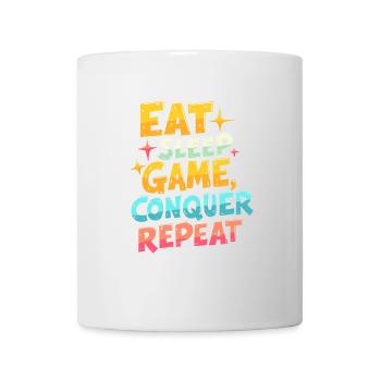 ESSEN, SCHLAFEN, SPIELEN, EROBERN, WIEDERHOLEN - Tasse - Weiß - Vorne