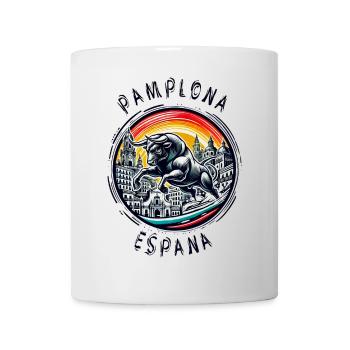 Vacances de taureaux à Pampelune, en Espagne - Mug blanc - blanc - Devant
