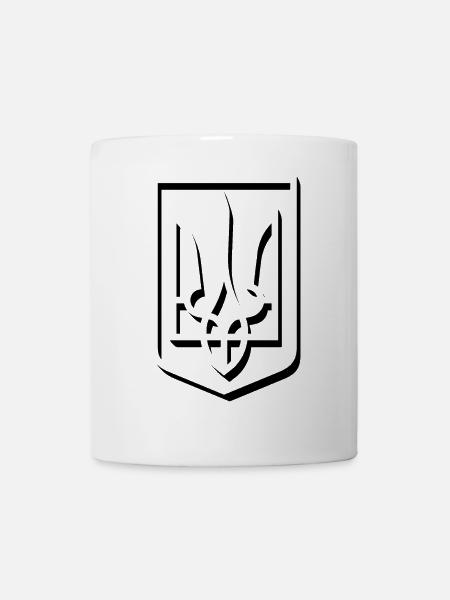 Armoiries de l’Ukraine Symbole de projection d’ombre Trident V2 - Mug blanc - blanc
