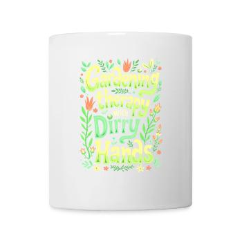 JARDINAGE : THÉRAPIE AVEC LES MAINS SALES - Mug blanc - blanc - Devant