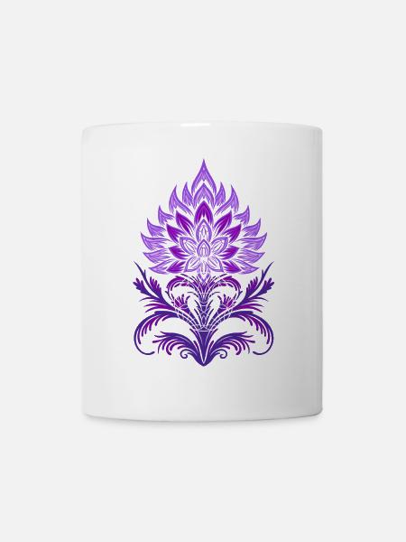 Distel Mandala mit Pentagramm und Sternen - Tasse - Weiß