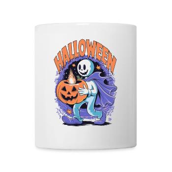 Halloween Grin with Ghost and Pumpkin - Mug - white - Front