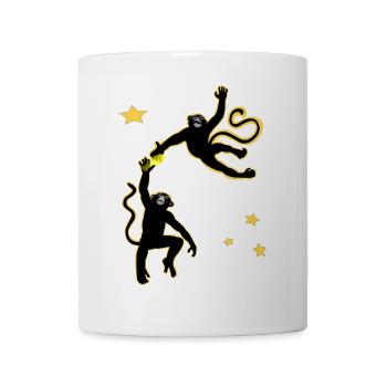 Two monkeys swinging a beer - Mug - white - Front