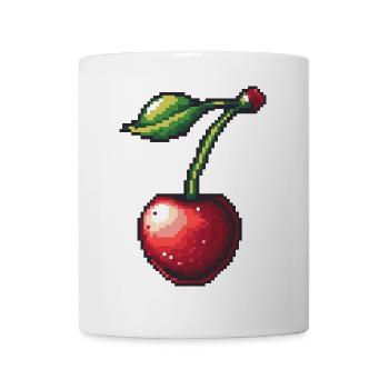 Icône de pixel de cerise - Mug blanc - blanc - Devant