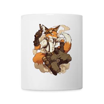 Steampunk Fuchs Anime Style - Retro Futurismus - Tasse - Weiß - Vorne