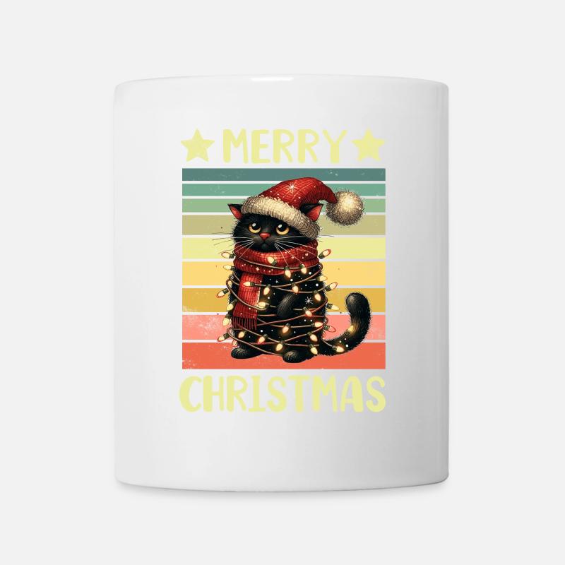 Schwarze Katze Weihnachten - Tasse - Weiß