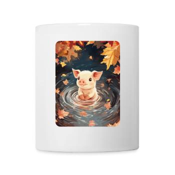 Schwimmendes Schweinchen - Tasse - Weiß - Vorne