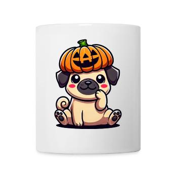 Halloween Pumpkin Cute Pug Cartoon Dog October - Mug - white - Front