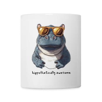 Nilpferd mit Sonnenbrille - Tasse - Weiß - Vorne