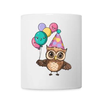 Eule Geburtstag Comic - Tasse - Weiß - Vorne