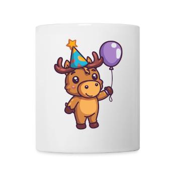 Elch Geburtstag Comic - Tasse - Weiß - Vorne